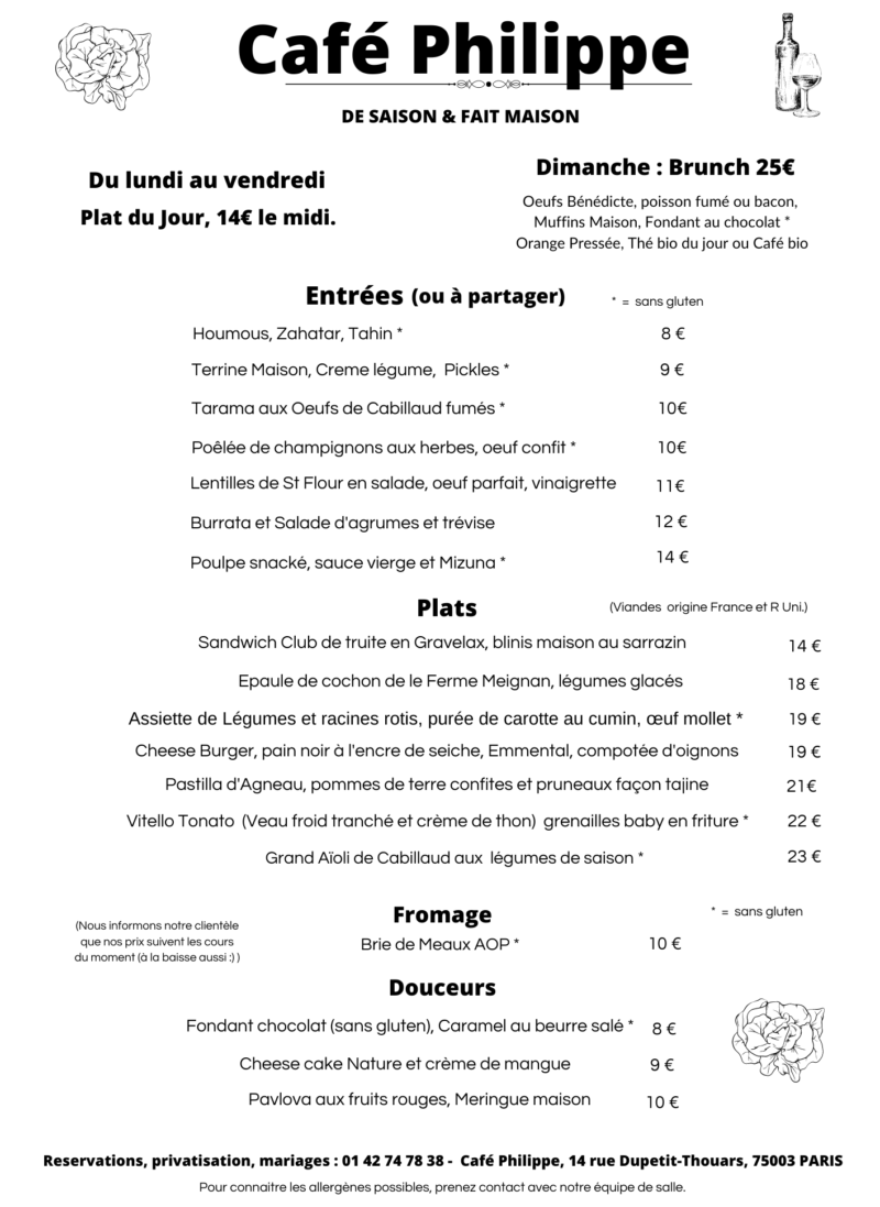 Menus Cafe Philippe(1)